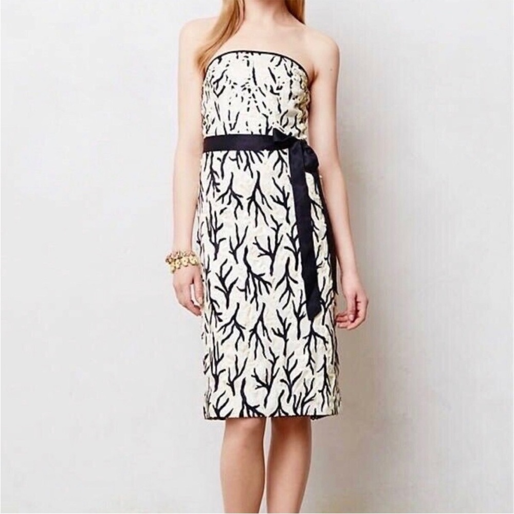 Moulinette Soeurs x Anthropologie Strapless Sequin Coral Whip Mini Dress
